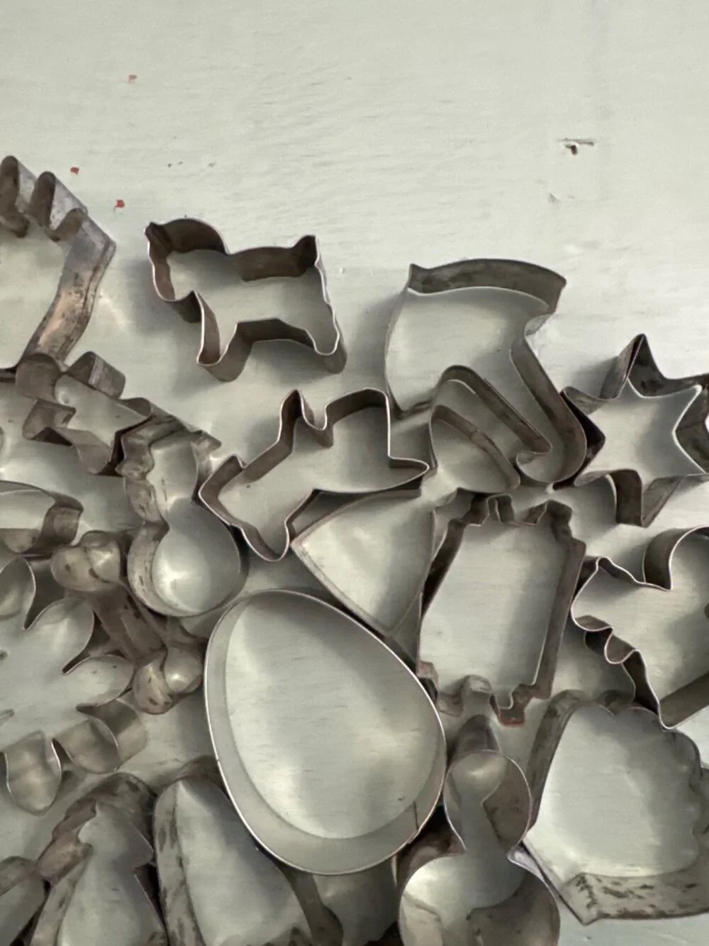 Large Lot Of 28 Metal Cookie Cutters Assorted Shapes and Sizes Baking Supplies